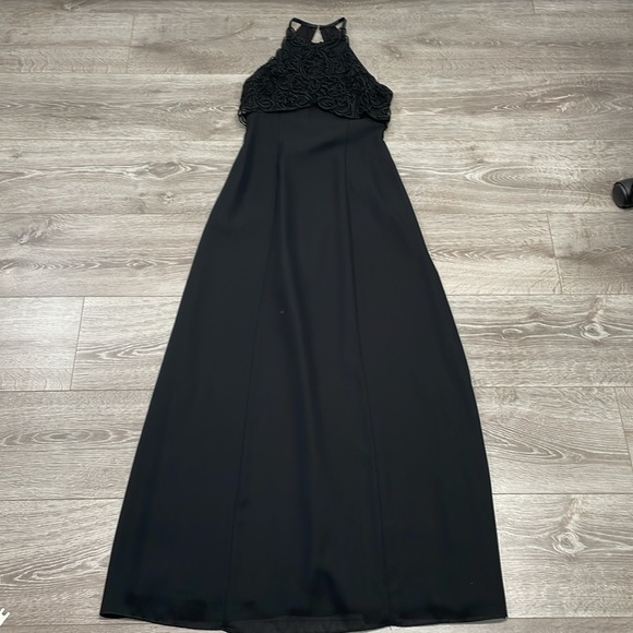 Vintage 90’s Betsy & Adam High Neck Halter Soutache Formal Long Gown Dress 3/4 - Picture 7 of 16